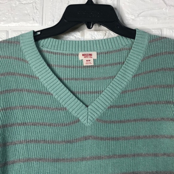 🌞 NWT Mossimo mint green gray striped sweater - Picture 3 of 5